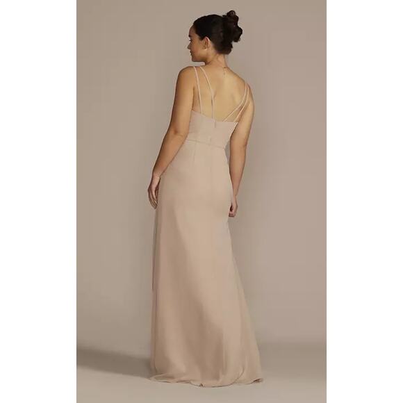 Davids Bridal crinkle chiffon‎ spaghetti strap wrap bridesmaid dress womens 6 - Picture 2 of 13